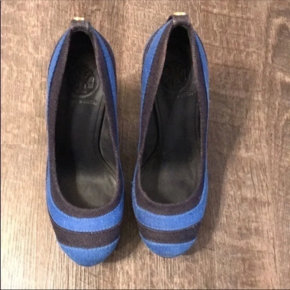Tory Burch Tweed Wood platform heels